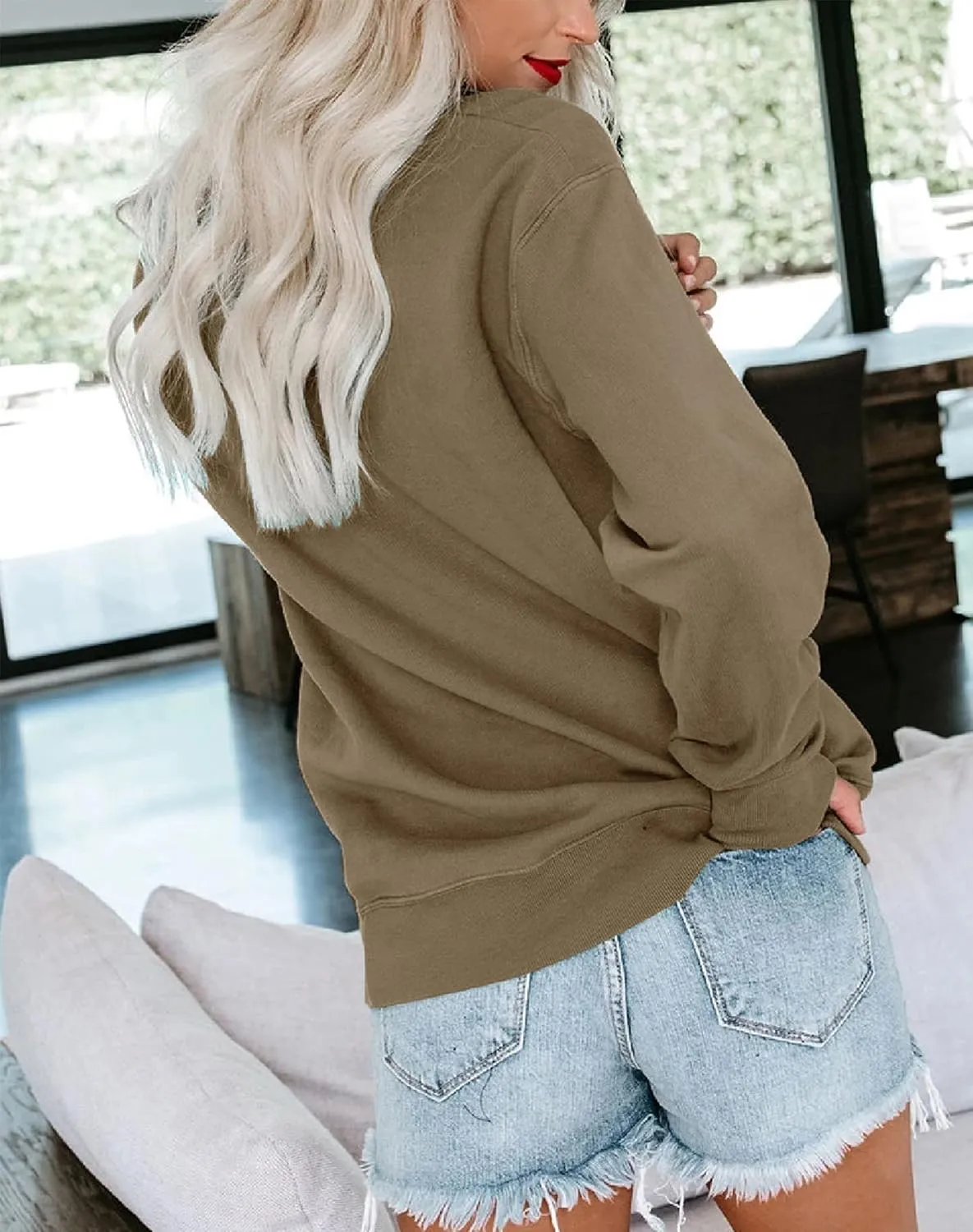 Bingerlily Womens Casual Long Sleeve Sweatshirt Crew Neck Cute Pullover Relaxed Fit Tops