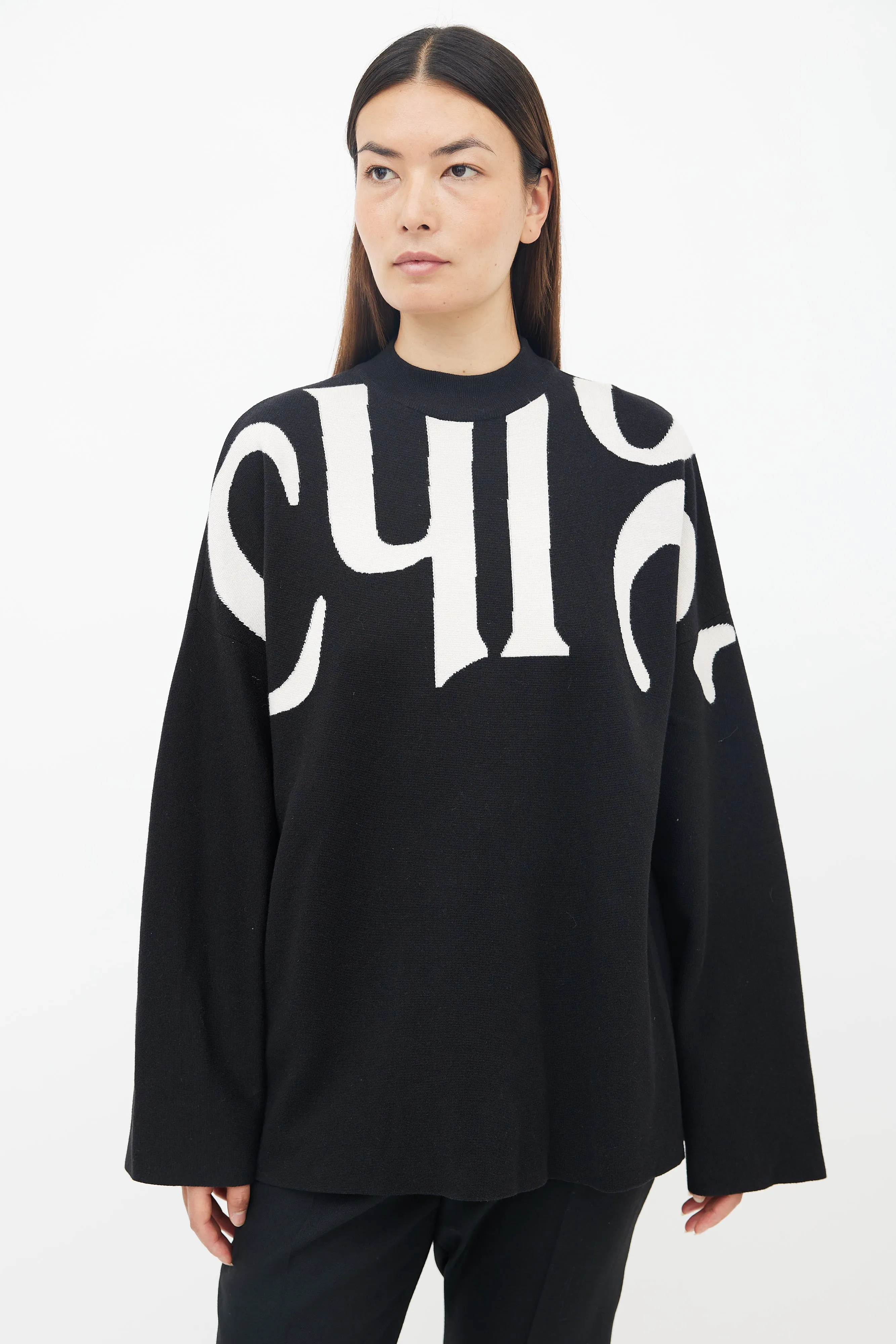 Black & White Wool Knit Sweater