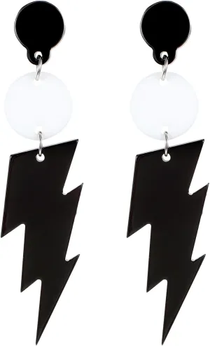 Black Lightning Bolt Earrings 80s 90s Earrings Neon Earrings Acrylic Drop Dangle Earrings Retro Earrings for Women Drop Geometric Statement Earings Jewelry Gifts
