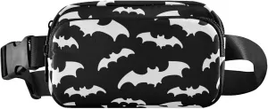 Black White Bats Fanny Packs Women Waterproof Hip Pack Belt Bag Cute Waist Pouch for Women
