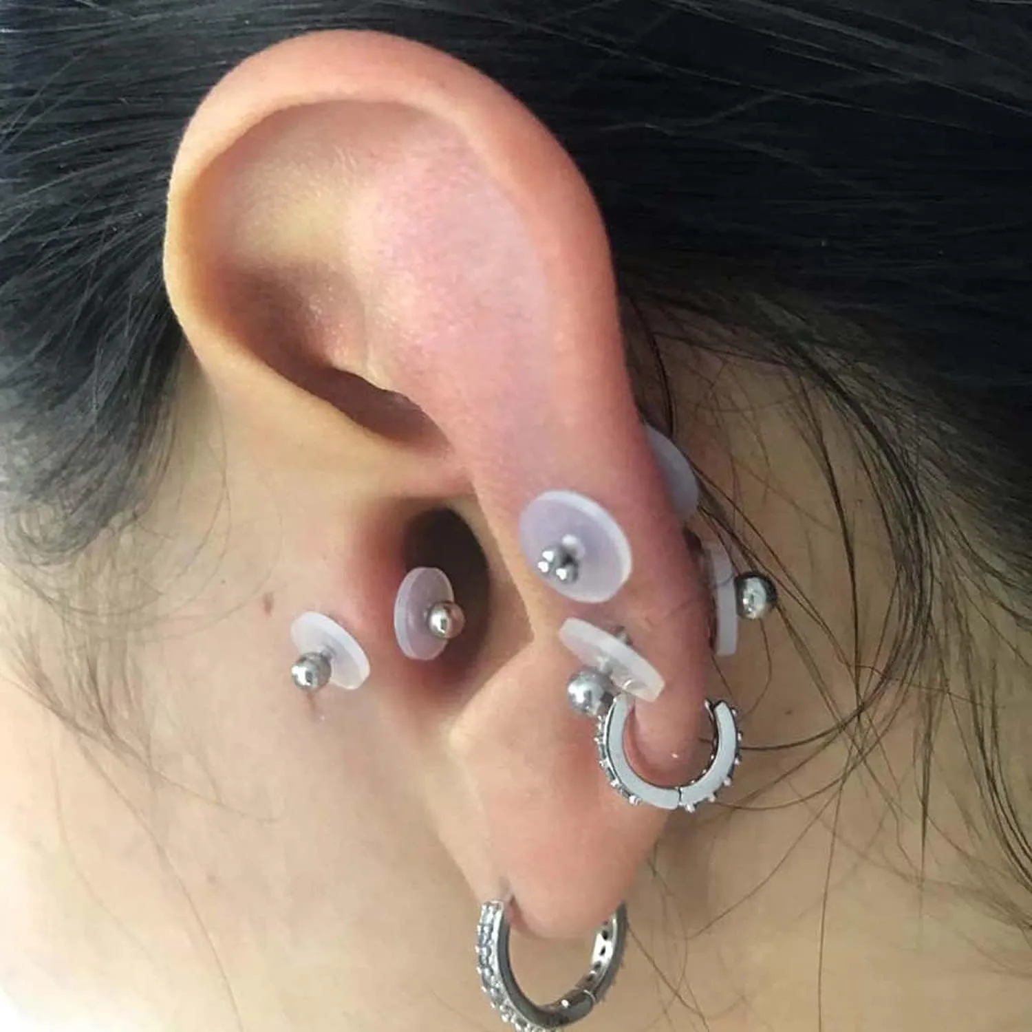 Bloomfall Clear Piercing Disc for Nose Piercing Bump Treatment, Silicone Earrings for Keloids Healing Pads