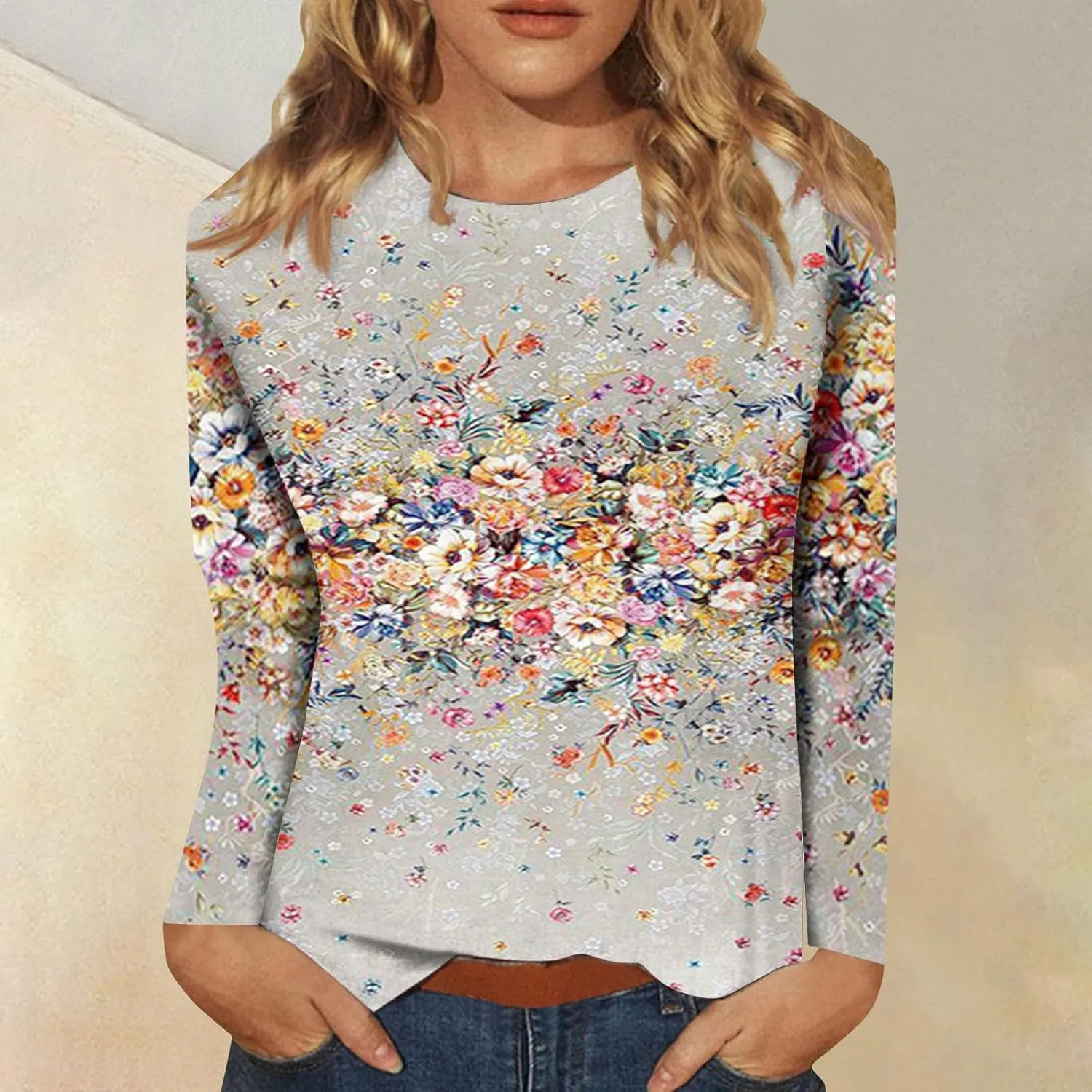 Blouses for Women 2025 Three Quarter Sleeve Round Neck T Shirt Hawaiian Printing Trendy Fashion Beach Tops