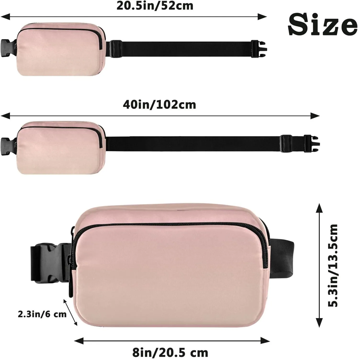 Blush Pink Blanched Almond Gradient Fanny Packs for Women Hip Pack Belt Bag Waterproof Fashion Crossbody Waist Purse
