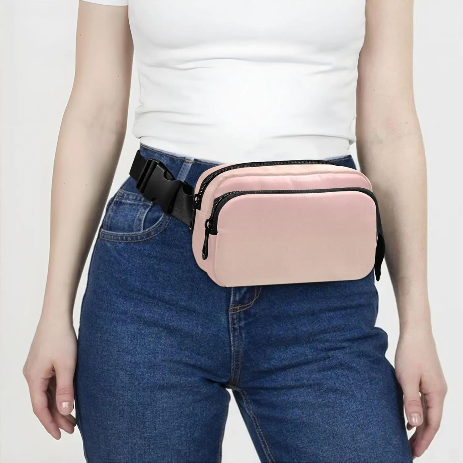 Blush Pink Blanched Almond Gradient Fanny Packs for Women Hip Pack Belt Bag Waterproof Fashion Crossbody Waist Purse