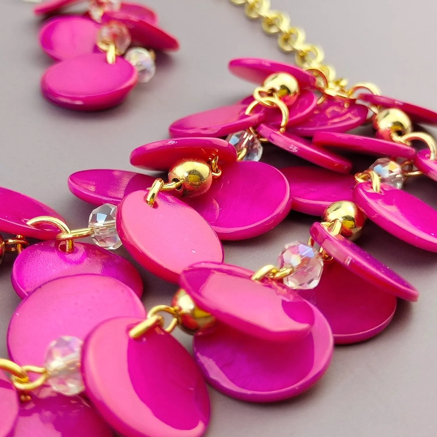 Bocar 2 Layer Statement Choker Shell Necklace and Earring Set for Women Gift