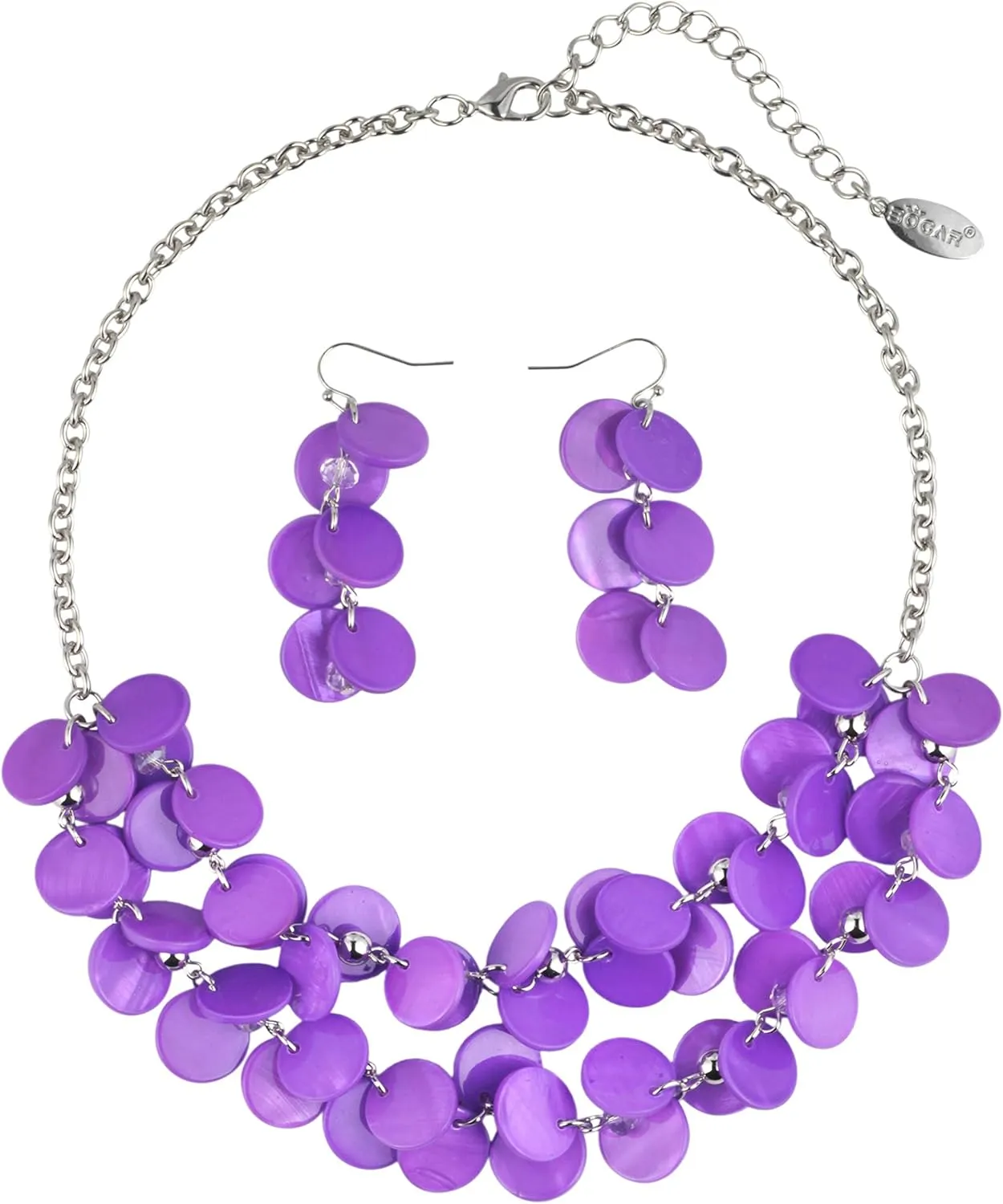 Bocar 2 Layer Statement Choker Shell Necklace and Earring Set for Women Gift