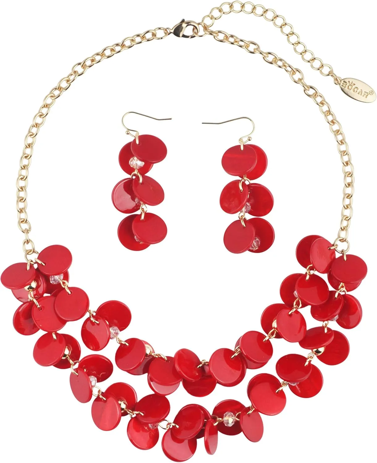 Bocar 2 Layer Statement Choker Shell Necklace and Earring Set for Women Gift