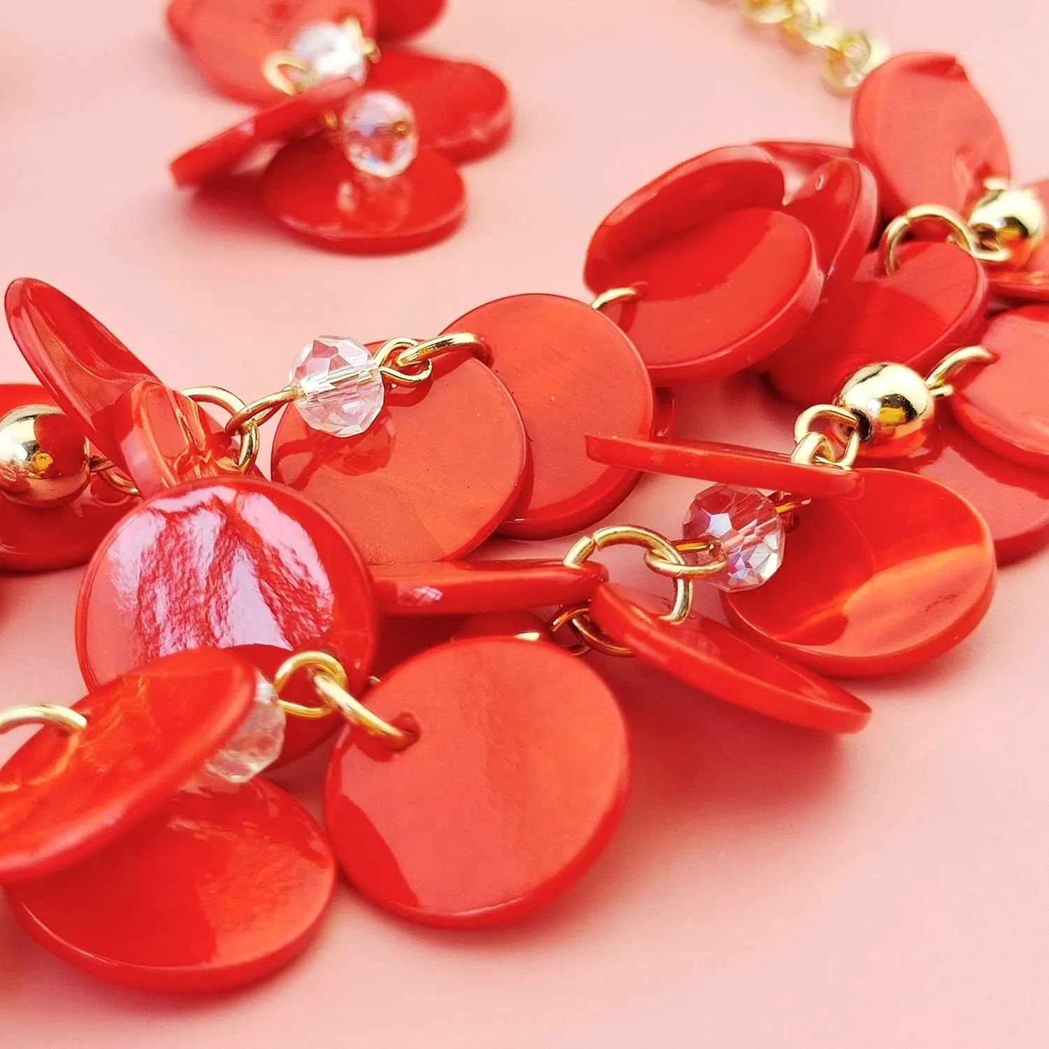 Bocar 2 Layer Statement Choker Shell Necklace and Earring Set for Women Gift