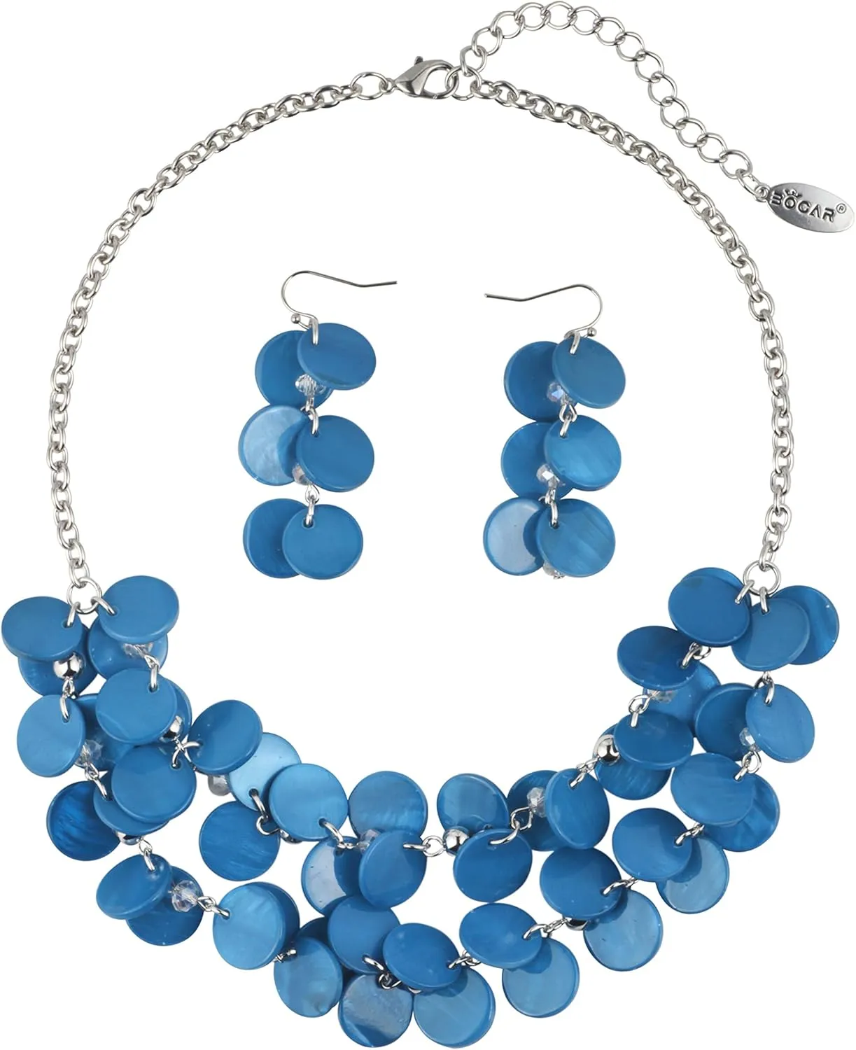 Bocar 2 Layer Statement Choker Shell Necklace and Earring Set for Women Gift