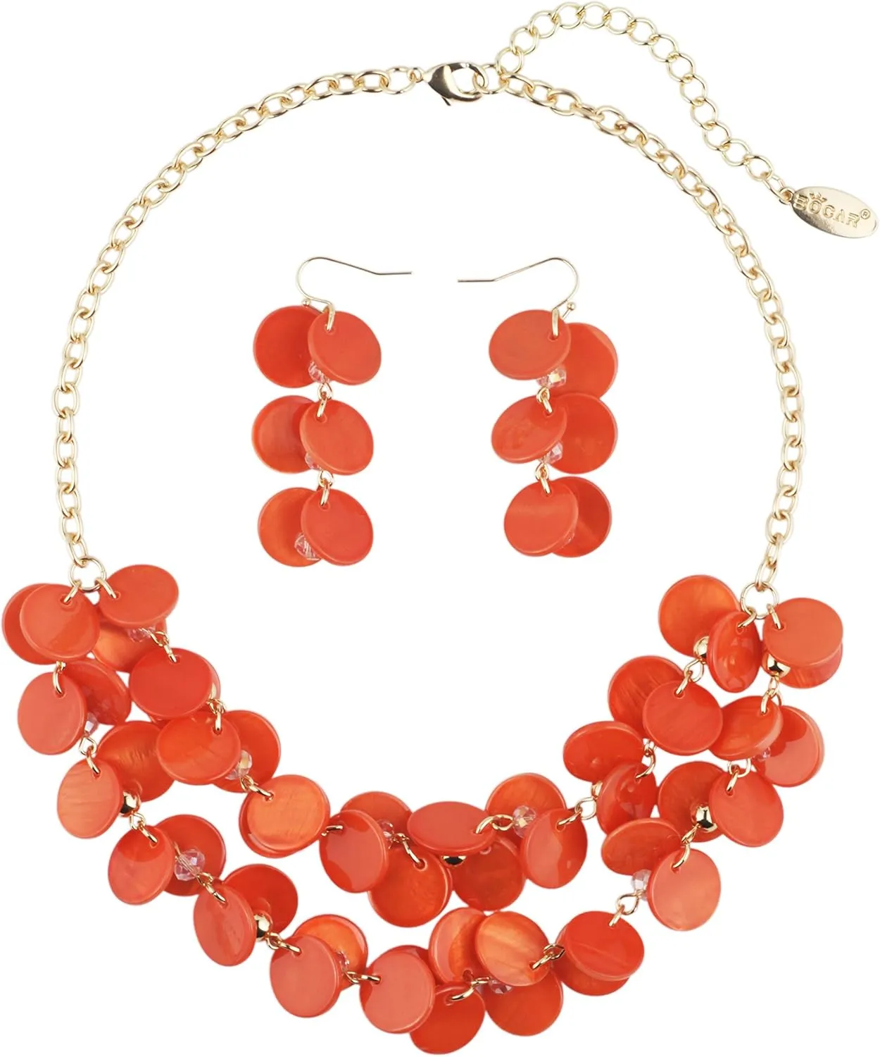 Bocar 2 Layer Statement Choker Shell Necklace and Earring Set for Women Gift