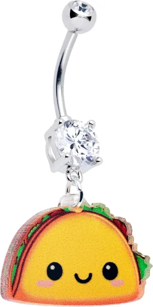 Body Candy Dangle Belly Ring - 316L Stainless Steel Navel Ring Piercing Acrylicious Taco Belly Button Ring for Women Men