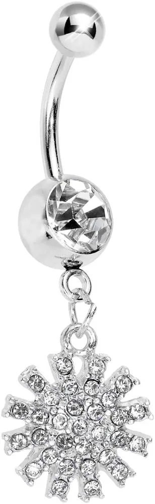 Body Candy Womens Clear Summertime Sunburst Dangle Belly Ring