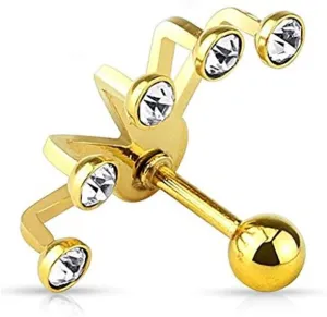 BodyJewelryOnline Cartilage/Tragus Barbell - Five Crystal Set Fan Hanging 316L Surgical Steel