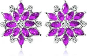 Bohemian Sparkly Rhinestone Sliver Flower Hollow Lightweight Stud Earrings Boho Snowflake Crystal Floral Dangle Drop Earrings For Women Jewelry Gifts