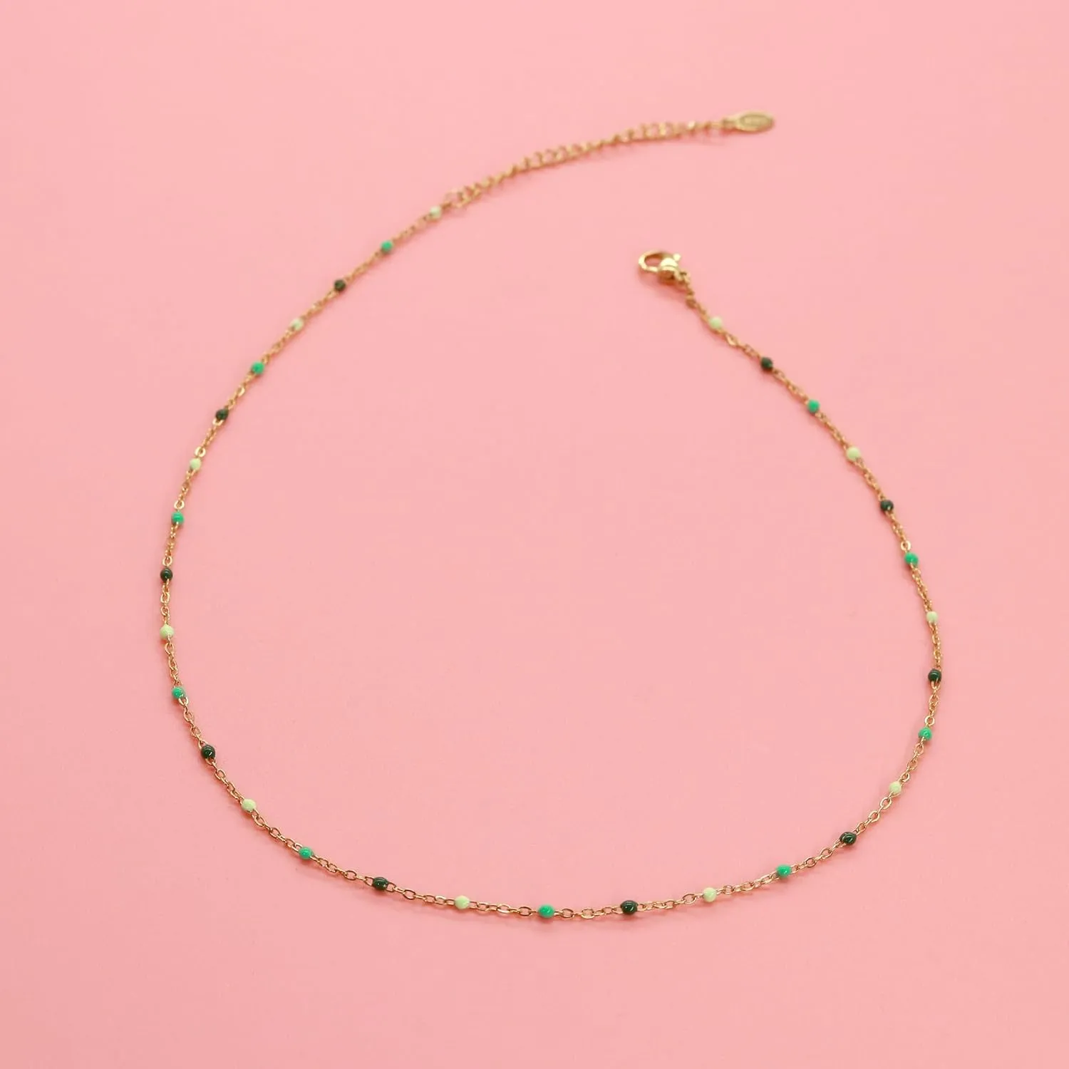 Boho Colorful Beaded Choker Necklace for Women, Rainbow Round Bead 14K Gold Plated Choker Necklace Simple Fresh Beads Beach Wedding Prom Bridal Jewelry