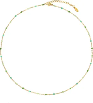 Boho Colorful Beaded Choker Necklace for Women, Rainbow Round Bead 14K Gold Plated Choker Necklace Simple Fresh Beads Beach Wedding Prom Bridal Jewelry