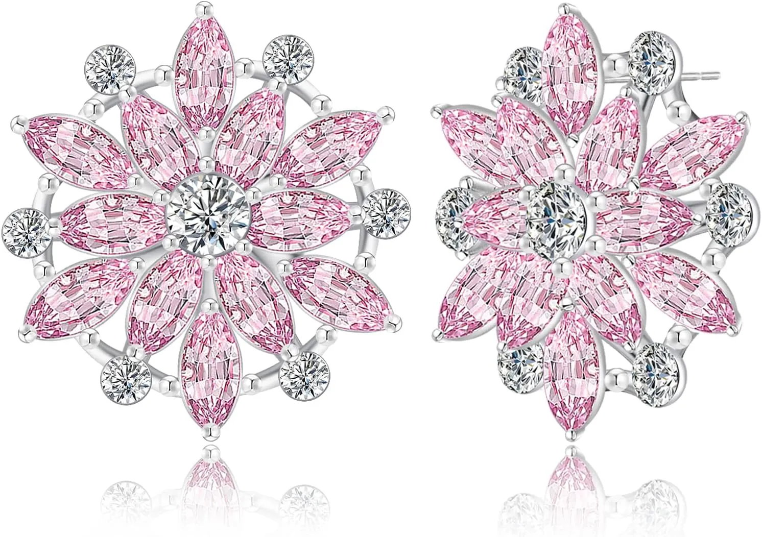 Boho Sparkly Crystal Snowflake Hollow Sliver Lightweight Stud Earrings Creative Flower Dainty Rhinestone Earrings For Women Jewelry Gifts
