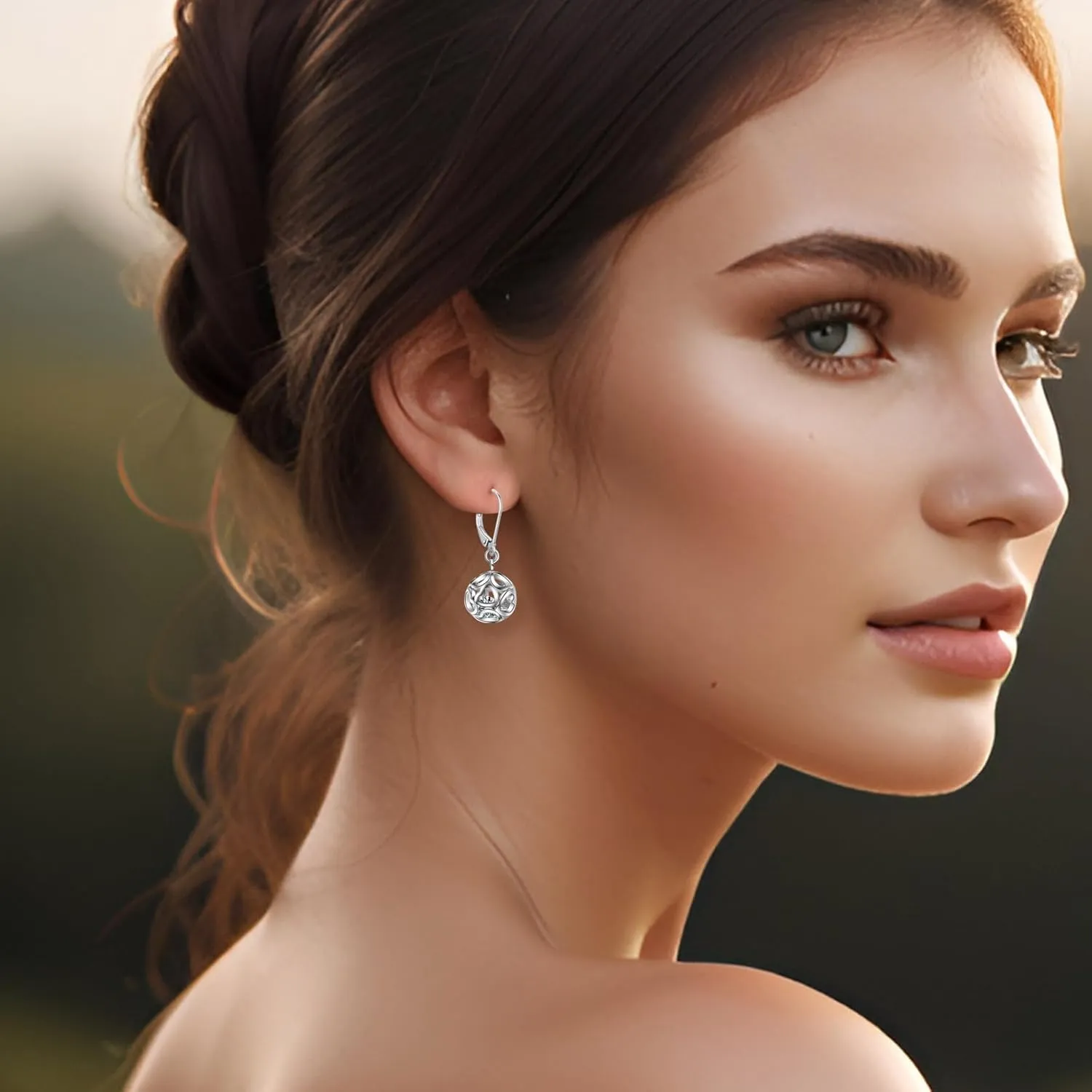 Boho Vintage Flower Earrings for Women, Silver Leverback Hollow Bohemian Dangle Drop Earrings Mandala Tribal Floral Earring Western Indian Jewelry