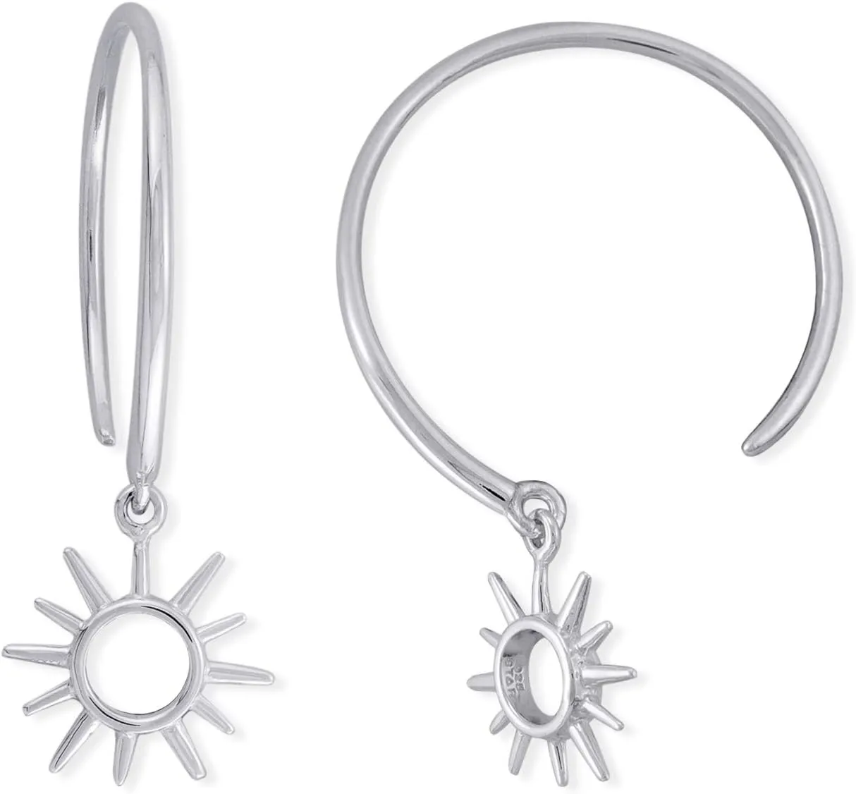 Boma Jewelry Sterling Silver Sunburst Pull Through Hoop Earrings