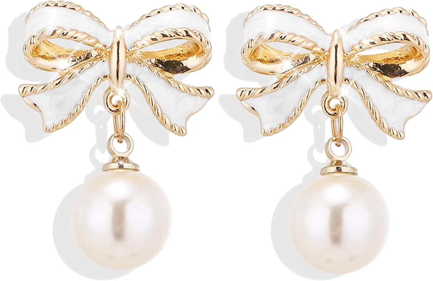 Bow Earrings for Women Pearl Bow Earrings Dangle Bowknot Earrings Pearl Drop Earrings Trendy Jewelry Gifts