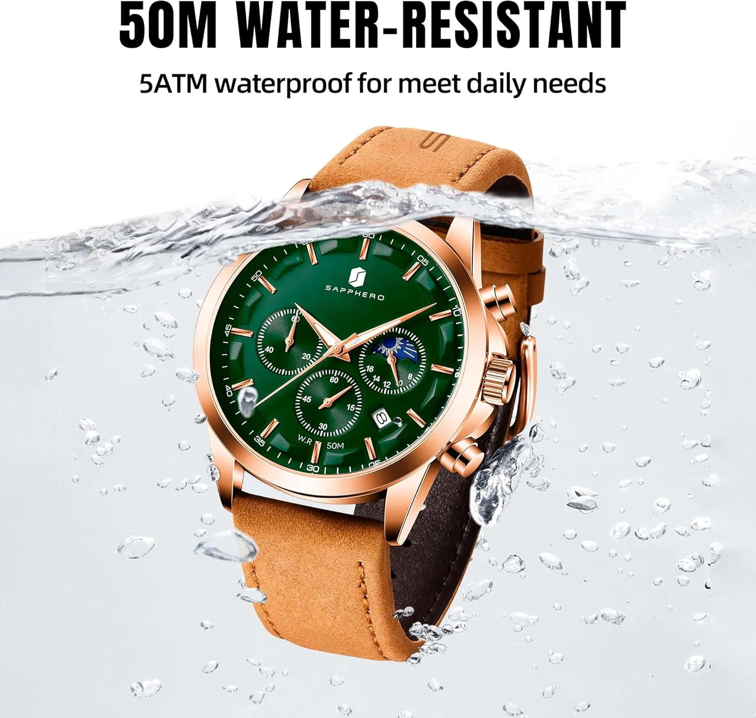 BY BENYAR Mens Watches Analog Quartz Chronograph Waterproof Wrist Watches for Men Fashion Business Work Casual Sport Designer Dress Watch with Calendar Elegant Gifts for Men
