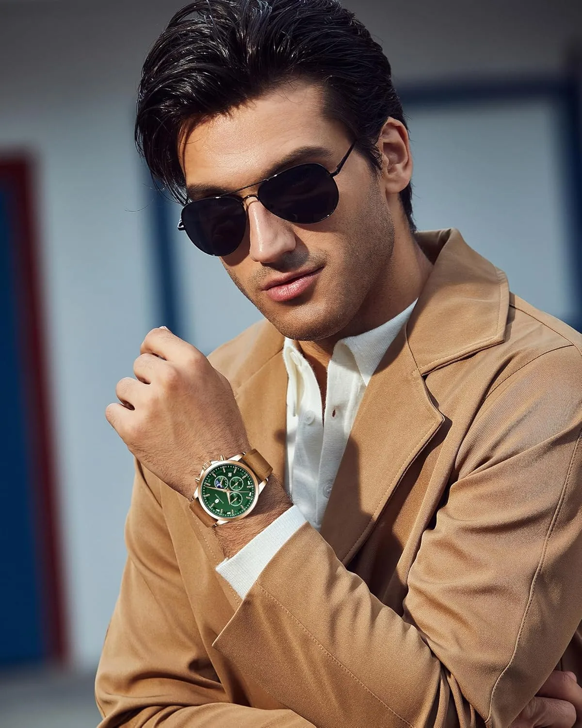 BY BENYAR Mens Watches Analog Quartz Chronograph Waterproof Wrist Watches for Men Fashion Business Work Casual Sport Designer Dress Watch with Calendar Elegant Gifts for Men
