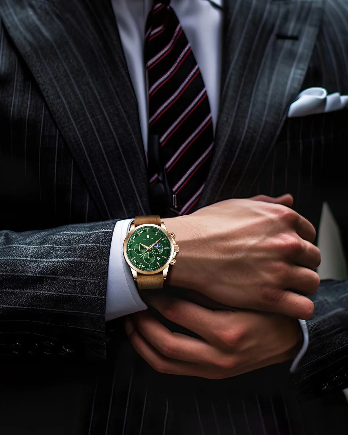 BY BENYAR Mens Watches Analog Quartz Chronograph Waterproof Wrist Watches for Men Fashion Business Work Casual Sport Designer Dress Watch with Calendar Elegant Gifts for Men