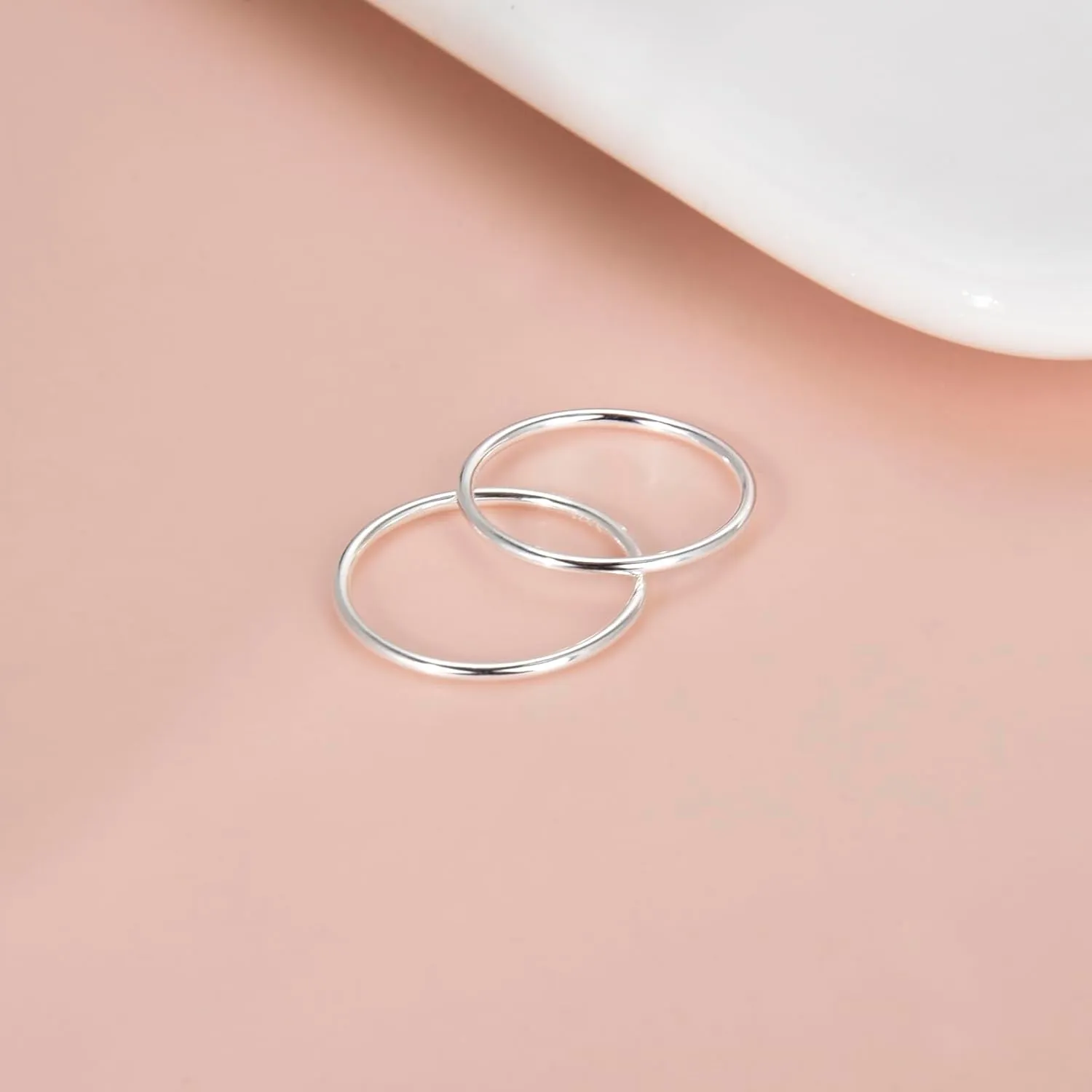 CANDYFANCY 925 Sterling Silver 1.2mm Stacking Midi Thin Rings Thumb Pinky Ring Stack Knuckle Rings for Women Band Ring Size 2.5-8.5