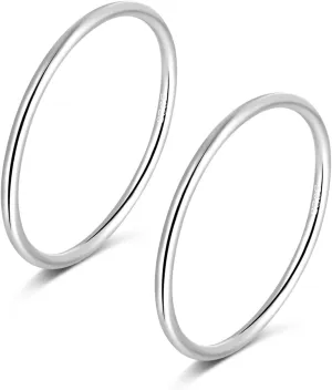CANDYFANCY 925 Sterling Silver 1.2mm Stacking Midi Thin Rings Thumb Pinky Ring Stack Knuckle Rings for Women Band Ring Size 2.5-8.5