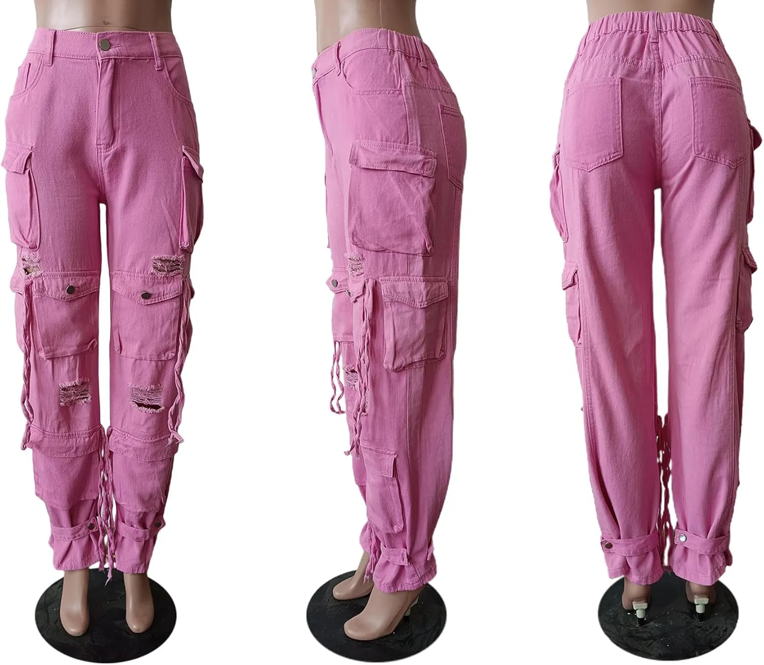 Cargo Jeans for Women Y2K High Waisted Baggy Jeans Straight Wide Leg Cargo Pants Streetwear