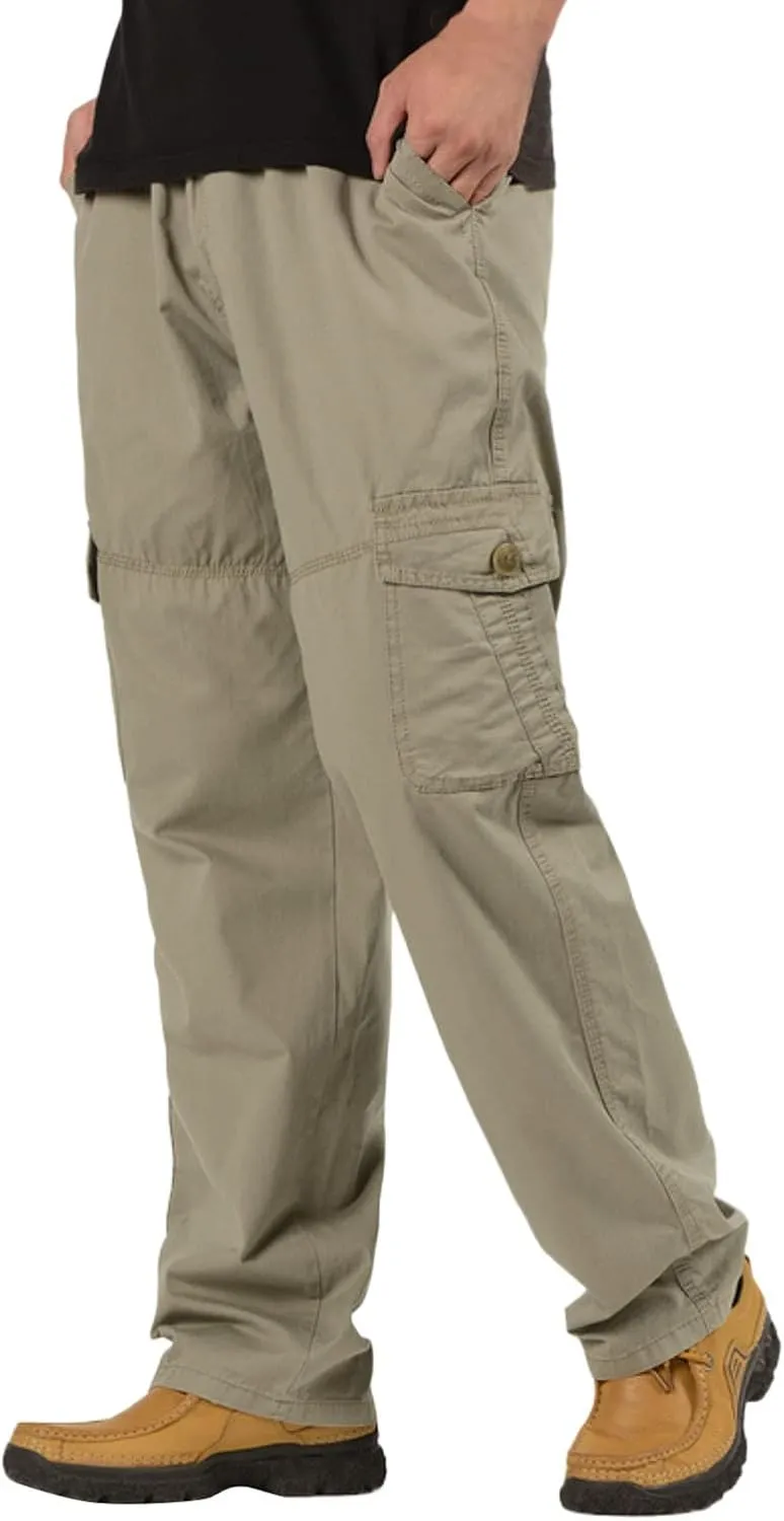 Cargo Pants for Men Relaxed Fit Casual Joggers with Pockets Mens Pants Classic Fit Pocket Cargo Pants for Men Twill