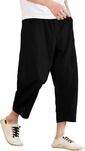 Cargo Pants for Men Relaxed Fit Jogger Sweatpants Drawstring Outdoor Trousers with Pockets Men's Cotton Multi-Pockets