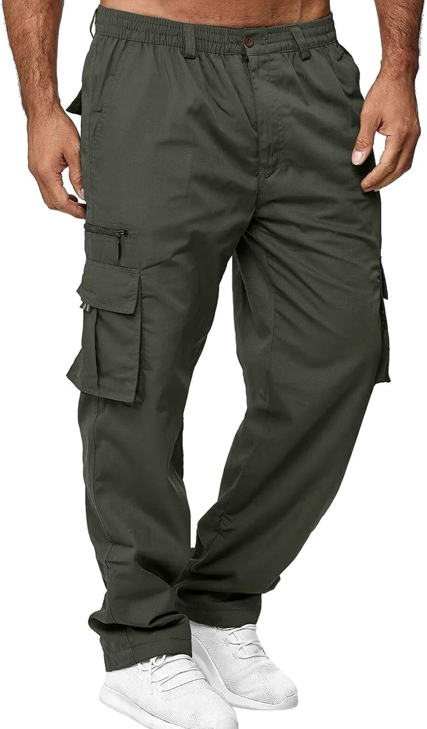 Cargo Pants for Men Relaxed Fit Man Sizes Casual Jogger Pant Men's Fleece Lined Cargo Sweatpants Open Bottom Straight