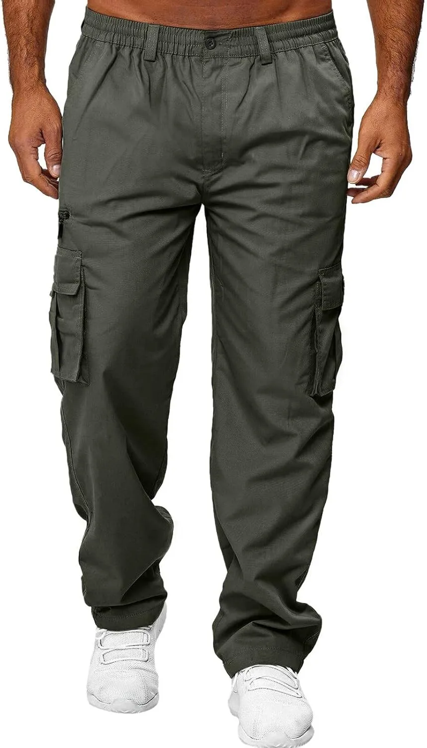 Cargo Pants for Men Relaxed Fit Man Sizes Casual Jogger Pant Men's Fleece Lined Cargo Sweatpants Open Bottom Straight