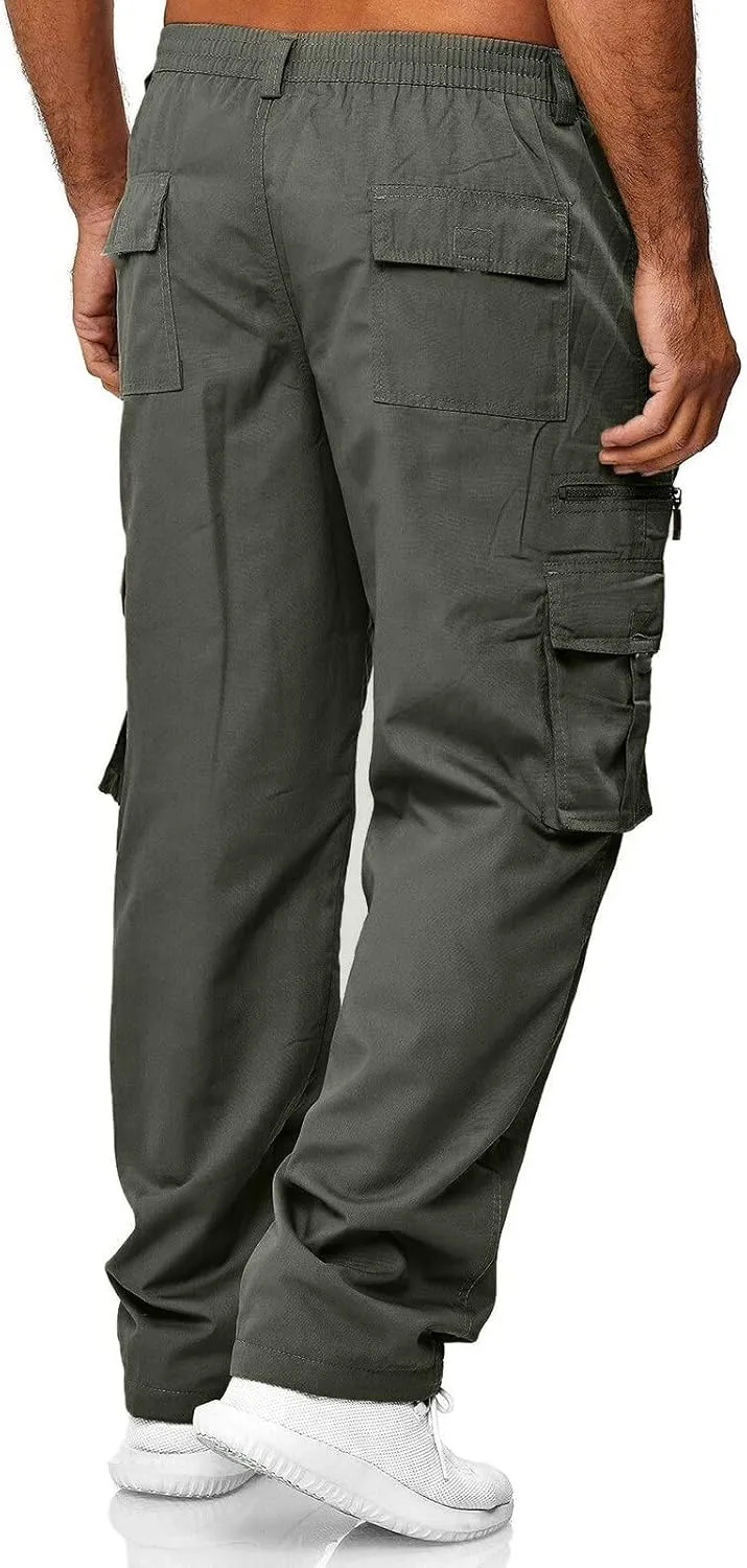 Cargo Sweatpants for Men Mens Lounge Pants Linen Drawstring Elastic Waist Baggy Drop Crotch Sweatpants Trousers Mens