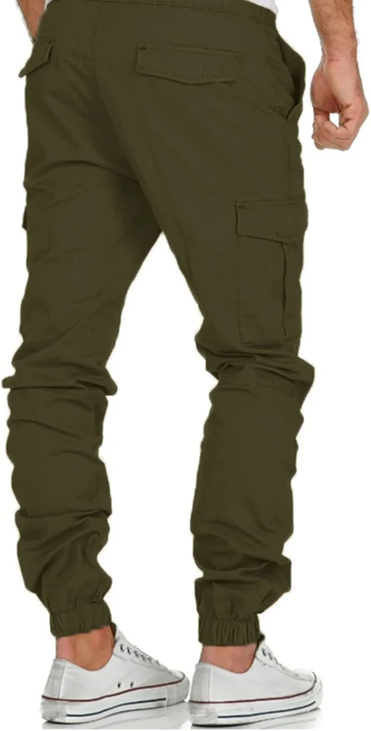 Cargo Work Pants for Men Relaxed Fit Cotton Multi-Pockets Lightweight Tactical Pant Hiking Jogger Outdoor Sports Trousers