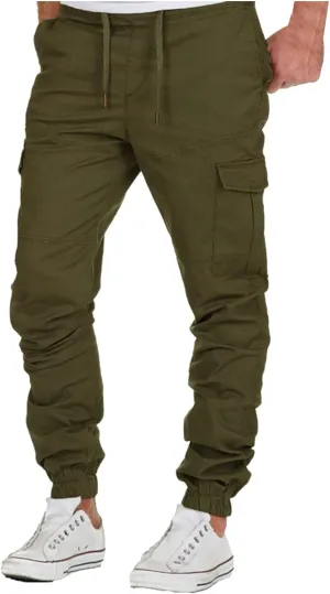 Cargo Work Pants for Men Relaxed Fit Cotton Multi-Pockets Lightweight Tactical Pant Hiking Jogger Outdoor Sports Trousers