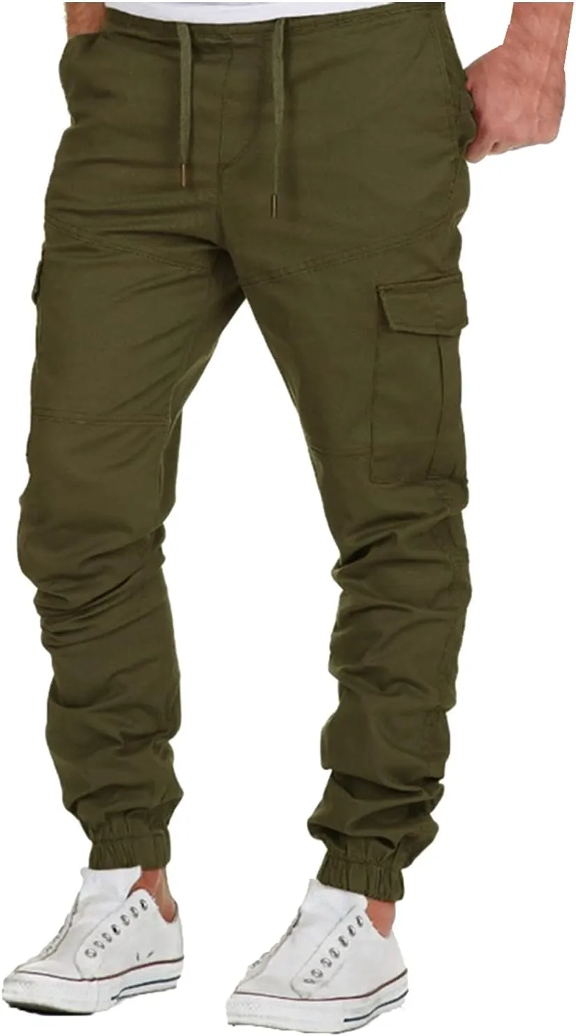 Cargo Work Pants for Men Relaxed Fit Cotton Multi-Pockets Lightweight Tactical Pant Hiking Jogger Outdoor Sports Trousers