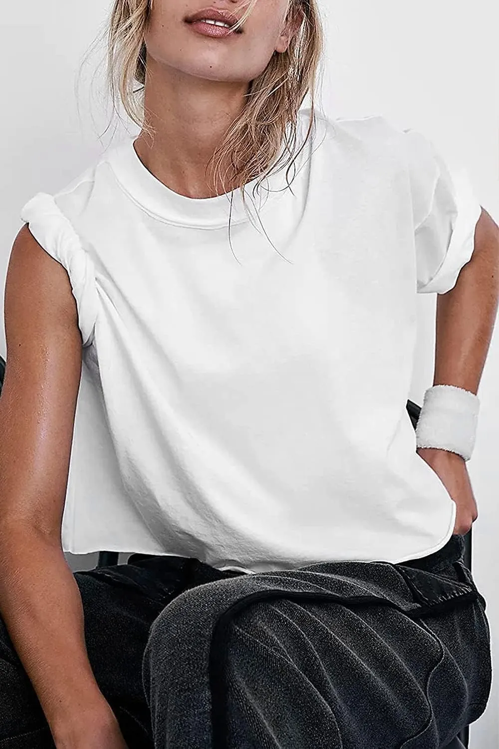 Carpetcom Oversized Workout Shirts for Women Short Sleeve Drop Shoulder Casual Crop Tops Baggy Gym Yoga Athletic Tee