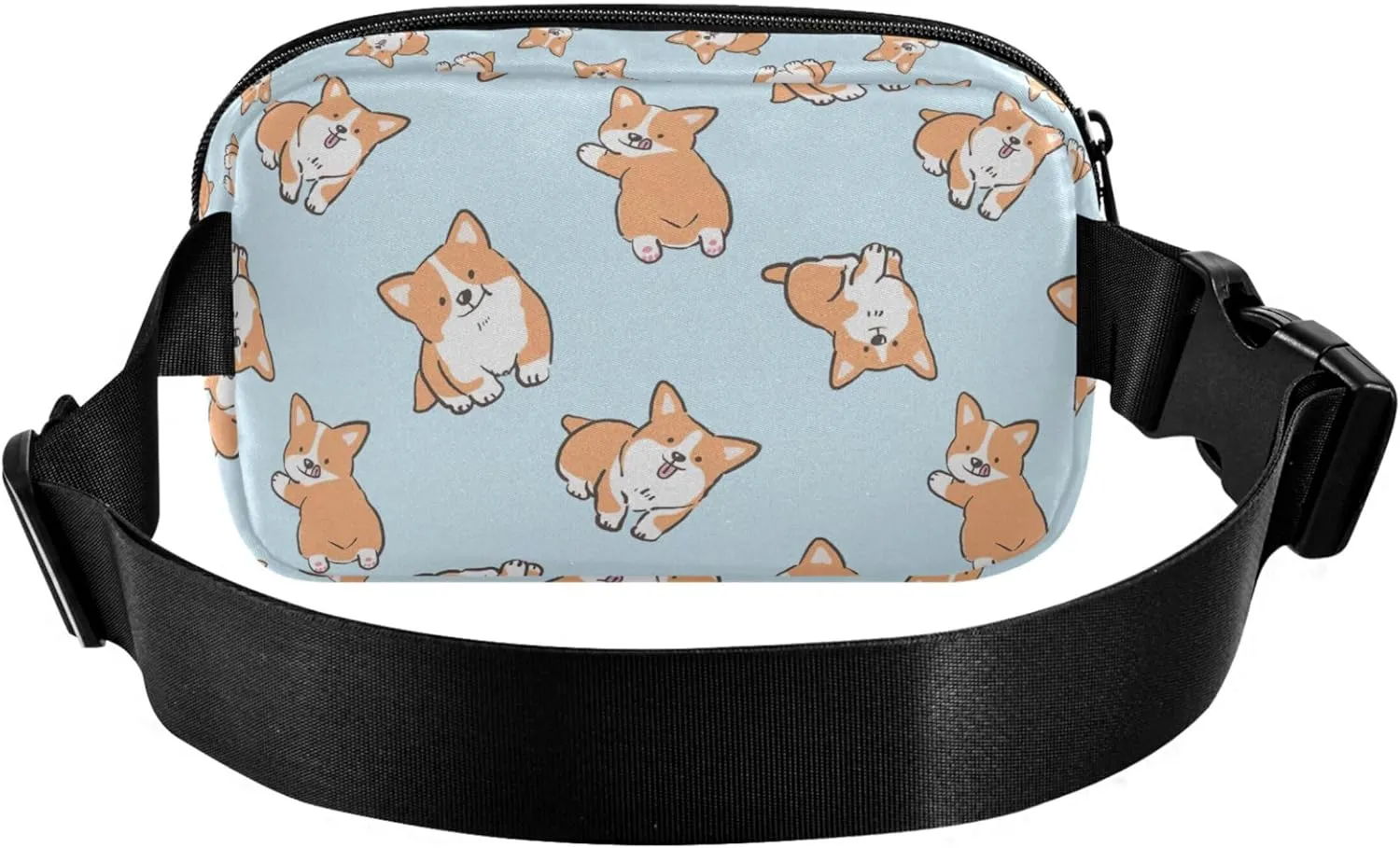 Cartoon Corgi Dog Women Fanny Packs Waterproof Belt Bag Hip Pouch Cute Travel Waist Pack for Men