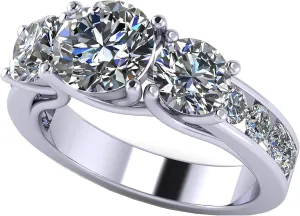 Central Diamond Center Lucita Style Sterling silver CZ 3 Stone Ring 2.50ctw (Reg) - Platinum Plated - Size 7