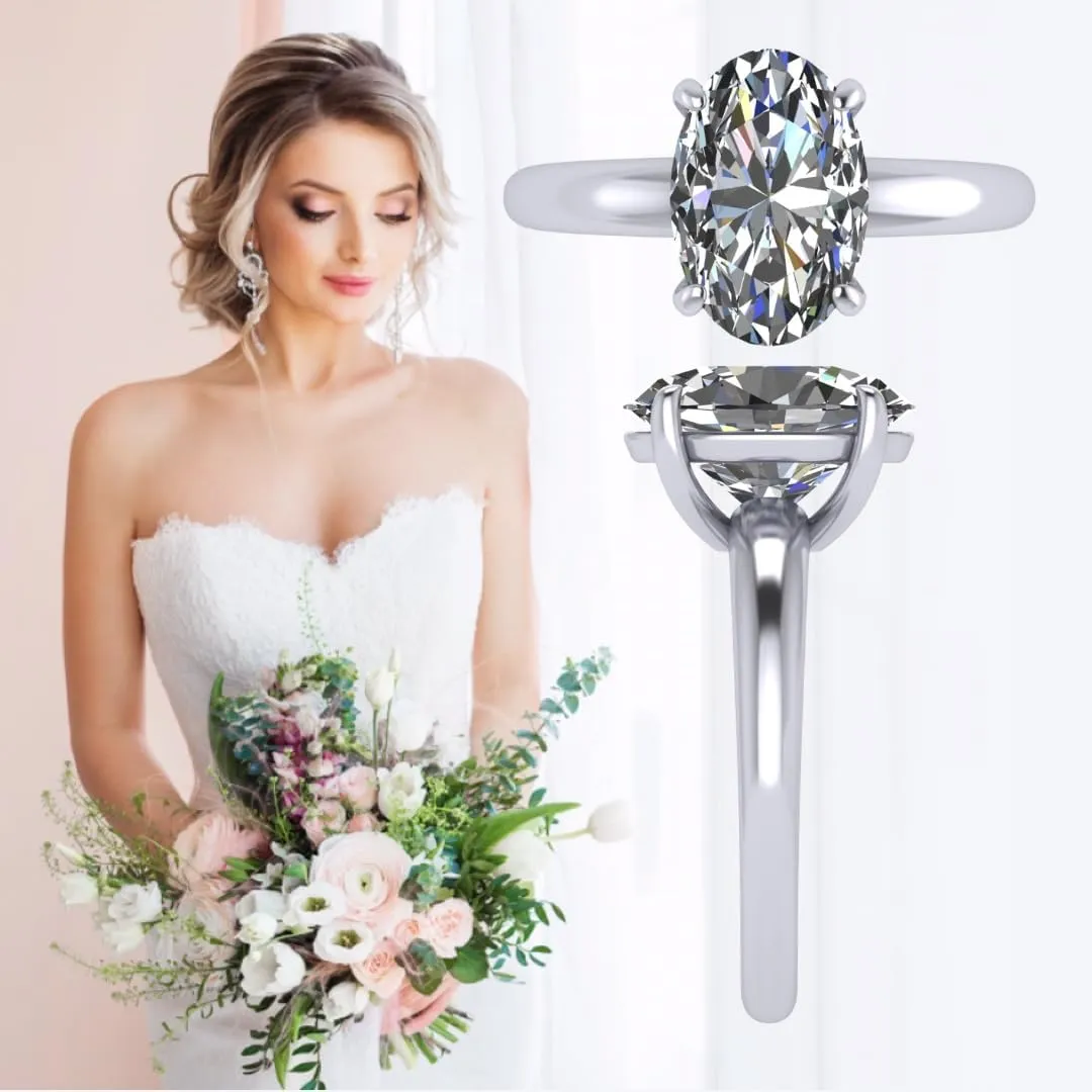 Central Diamond Center VOGUE Simulated diamond Solitaire Engagement Wedding Ring Solid Sterling Silver