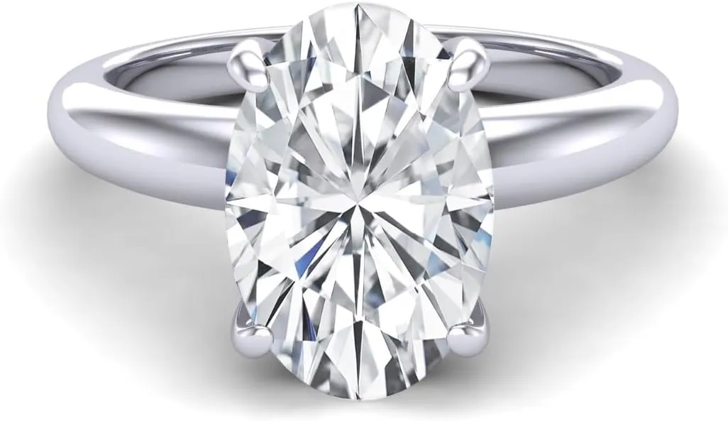 Central Diamond Center VOGUE Simulated diamond Solitaire Engagement Wedding Ring Solid Sterling Silver