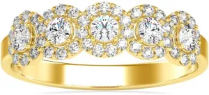 Certified 5 Stone Diamond Ring Studded with 48 Round Natural Diamond in 14k White/Yellow/Rose Gold Wedding Ring for Women | Bridal Ring for Her | Anniversary Ring for Couple (0.45 Ct, IJ-SI)