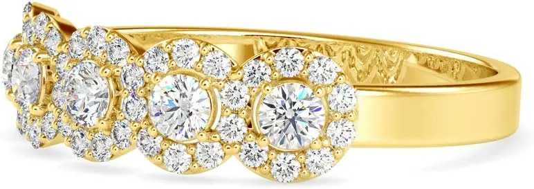 Certified 5 Stone Diamond Ring Studded with 48 Round Natural Diamond in 14k White/Yellow/Rose Gold Wedding Ring for Women | Bridal Ring for Her | Anniversary Ring for Couple (0.45 Ct, IJ-SI)
