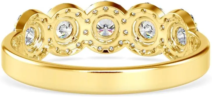 Certified 5 Stone Diamond Ring Studded with 48 Round Natural Diamond in 14k White/Yellow/Rose Gold Wedding Ring for Women | Bridal Ring for Her | Anniversary Ring for Couple (0.45 Ct, IJ-SI)