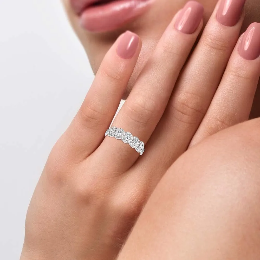Certified 5 Stone Diamond Ring Studded with 48 Round Natural Diamond in 14k White/Yellow/Rose Gold Wedding Ring for Women | Bridal Ring for Her | Anniversary Ring for Couple (0.45 Ct, IJ-SI)