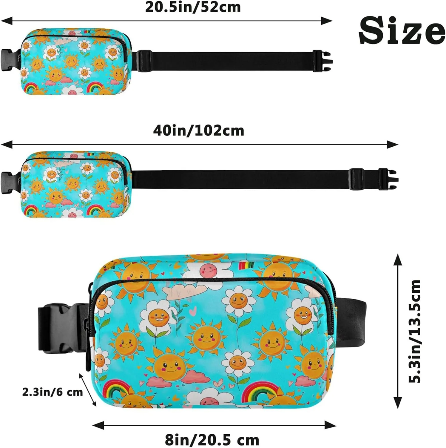 Cheerful Flowers Sun Blue Sky Fanny Pack for Women Waterproof Belt Bag Hip Pack Cute Cross Body Waist Pack