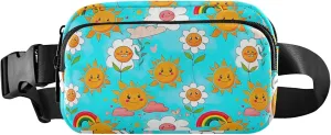 Cheerful Flowers Sun Blue Sky Fanny Pack for Women Waterproof Belt Bag Hip Pack Cute Cross Body Waist Pack