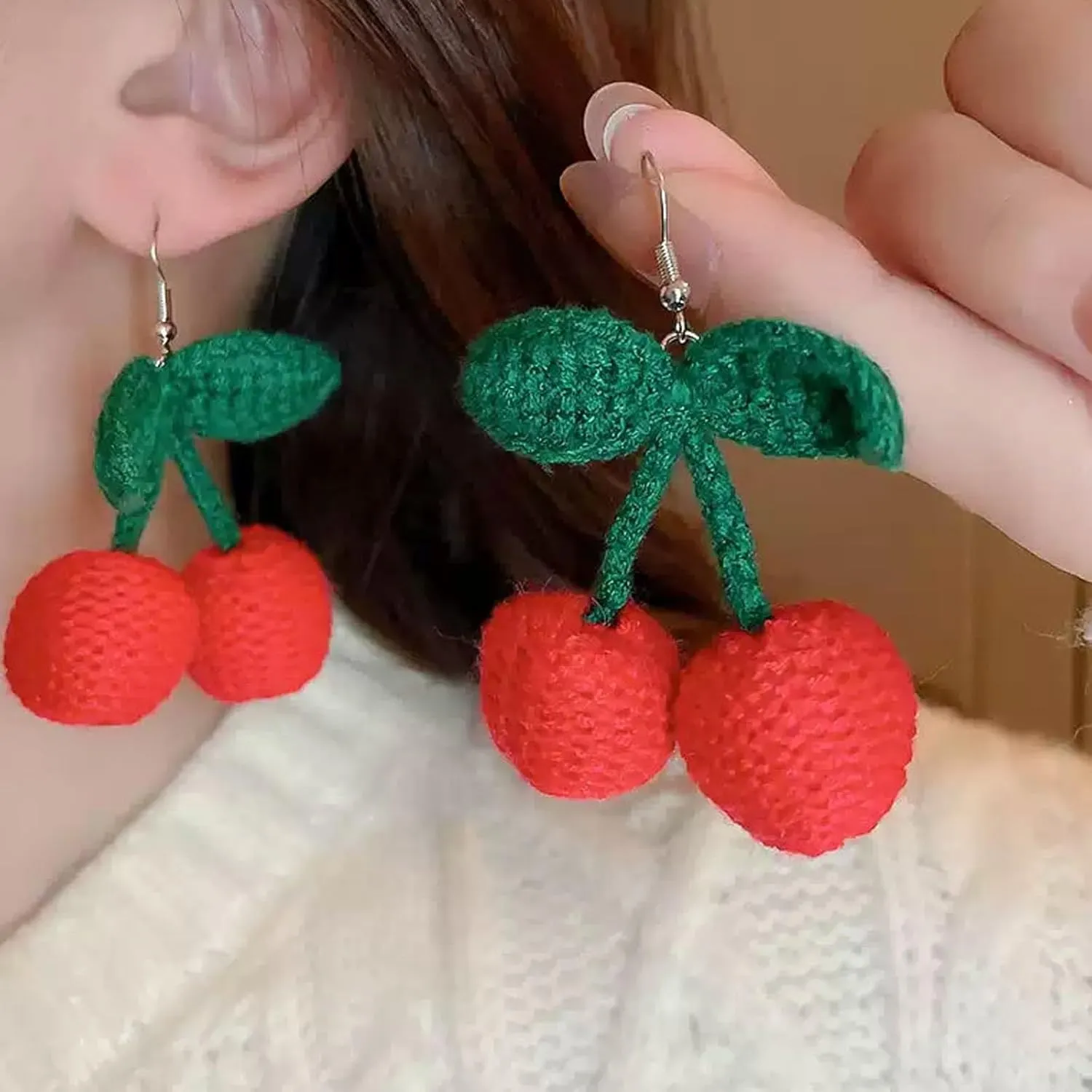 Cherry Earrings 3D Cherry Earrings for Women Dangle Red Earrings for Women Cute Fruit Earrings Red Decorations Dress for Her